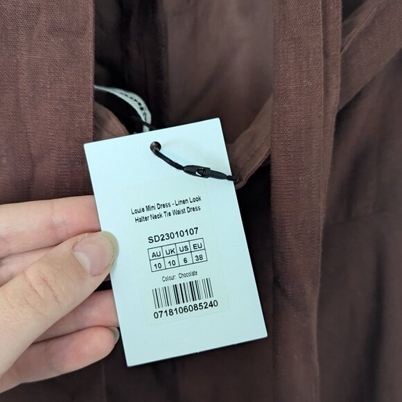 Showpo Louie Linen Mini Dress in Chocolate - Picture 7 of 7